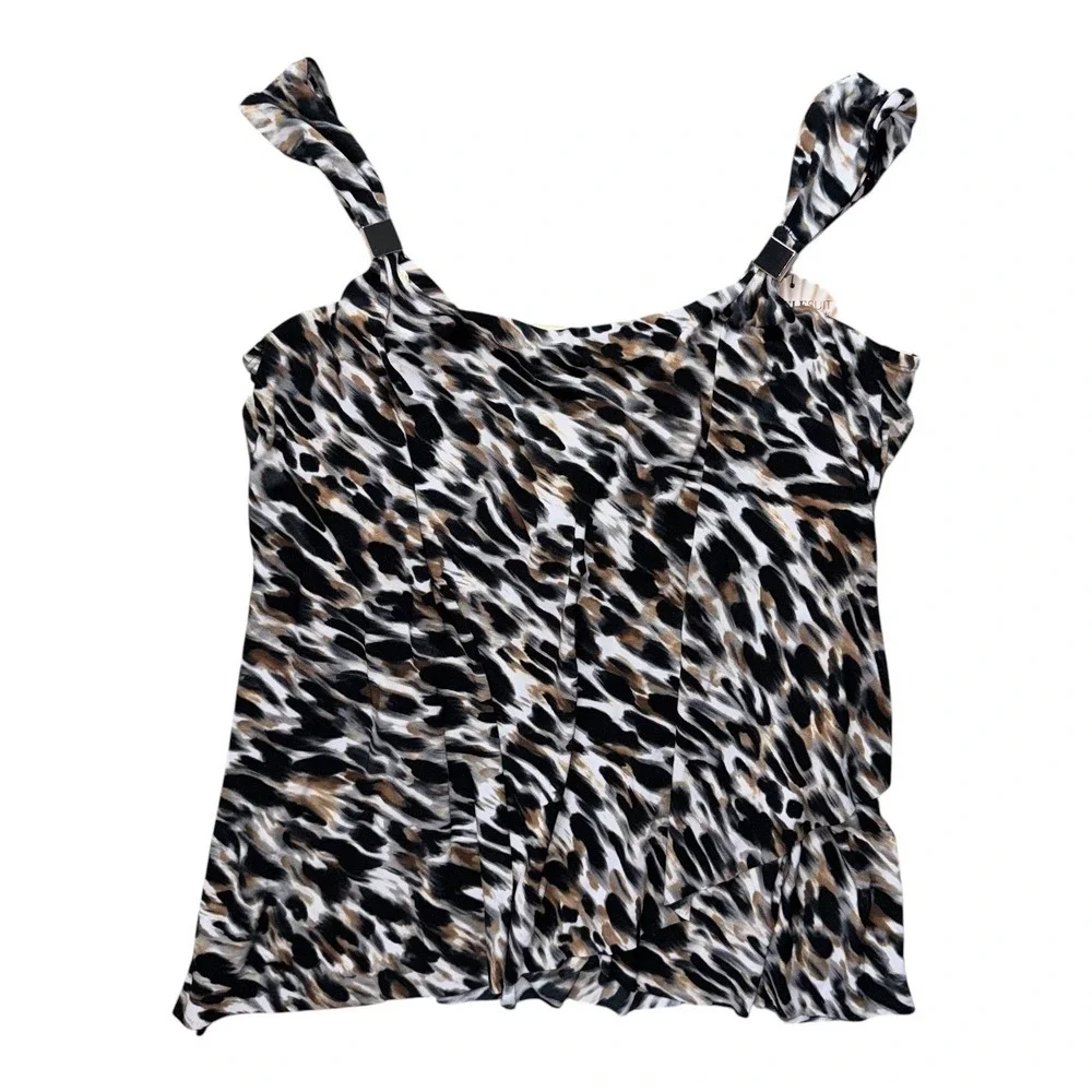 Miraclesuit Womens Size 12 Razzle Dazzle Brown Black Underwire Tankini Top New - Picture 2 of 7